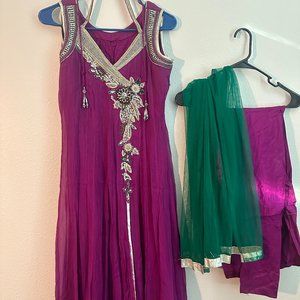 Purple Green Silver work suit